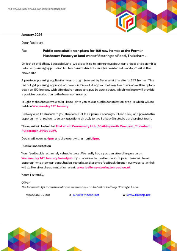 Bellway Consultation Letter